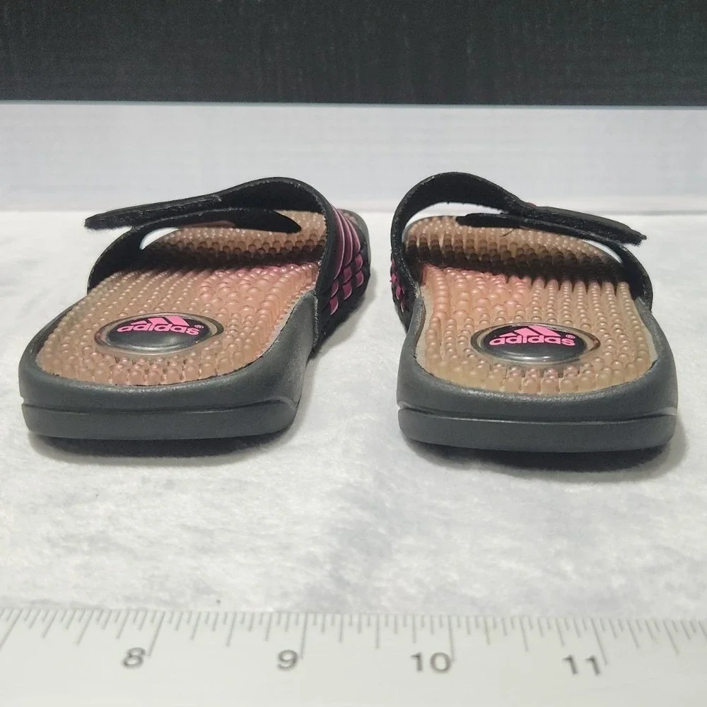 Adidas Adissage Kids Slide Sandals Black Pink Adjustable 12K Q35025